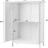 Tangkula Bathroom Floor Cabinet, Freestanding Storage Cabinet with Double Doors and Shelf, Modern Home Furniture, Wooden Home Organizer for Living Room, Bathroom Cabinet, White