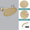 Brushed Gold Dual Shower Heads System: 12" Ceiling Mount Rain & 6" Wall Mounted Rainfall Head and 2 in 1 Handheld Spray, Full Body Faucet Set, 3 Way Diverter Brass Valve with Trim Kit