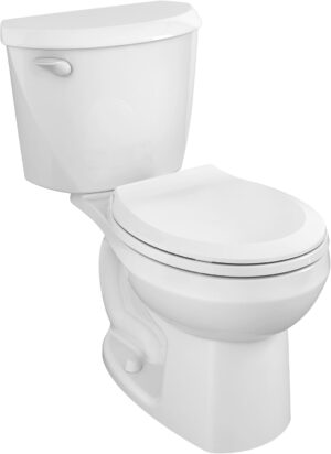 American Standard 607DA001.020 Colony 3 Two-Piece Toilet with Slow-Close Seat and Wax Ring, Round Front, Standard Height, White, 1.28 gpf