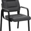 SUPER DEAL Office Guest Chair Bonded Leather Executive Side Chair Reception Chair with Solid Metal Frame for Waiting Room Home Office Furniture, Set of 4