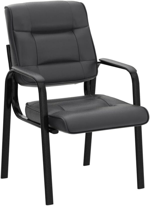 SUPER DEAL Office Guest Chair Bonded Leather Executive Side Chair Reception Chair with Solid Metal Frame for Waiting Room Home Office Furniture, Set of 4