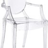 Modway Casper Modern Acrylic Stacking Kitchen and Dining Room Arm Chair in Clear - Fully Assembled