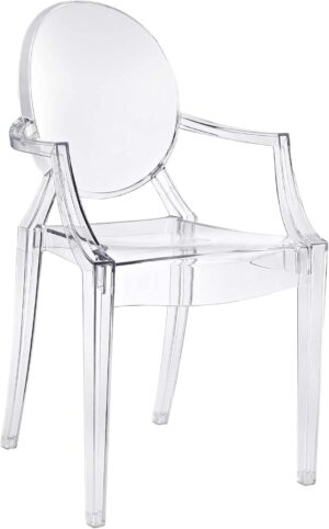 Modway Casper Modern Acrylic Stacking Kitchen and Dining Room Arm Chair in Clear - Fully Assembled