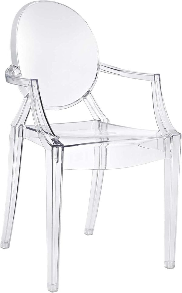 Modway Casper Modern Acrylic Stacking Kitchen and Dining Room Arm Chair in Clear - Fully Assembled