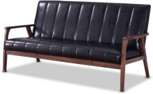 Baxton Studio Nikko Sofas, 29.45LX63.38WX31.59H, Black