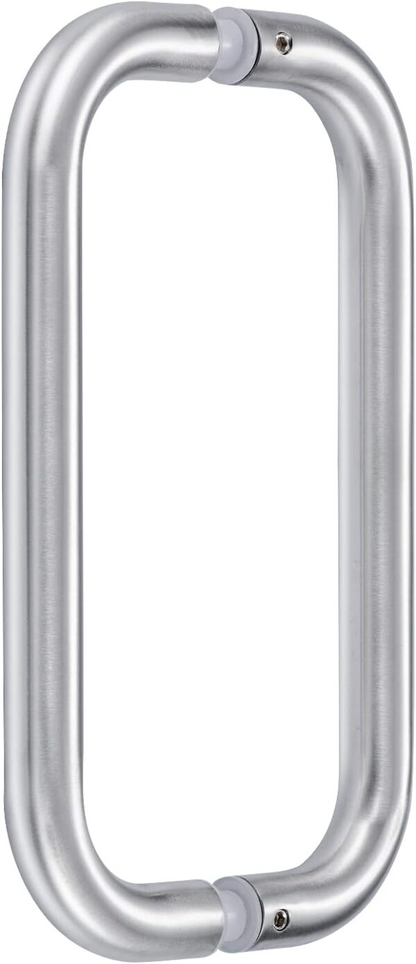 Ranbo Modern 8" C-Shaped Frameless Glass Shower Door Pull Handle, Brushed Nickel, Fits 8-12mm Glass & 35-55mm Wooden Doors