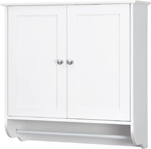 51tQiKmQp2L._AC_SL1500_.jpg Giantex Bathroom Cabinet Wall Mounted - Over The Toilet Medicine Cabinet with Double Doors, Adjustable Shelf and Towels Bar, Above Toilet Storage Cabinet for Bedroom Kitchen Wall Cabinet (White)