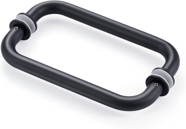 Ranbo C-Shaped 8" Back-to-Back Frameless Glass Shower Door Push Pull Handle, Fits 8-12mm(5/16"-1/2") Glass Doors,8" Mounting Hole Distance,304 Stainless Steel,Matte Black,for Bathroom, Sauna, Spa