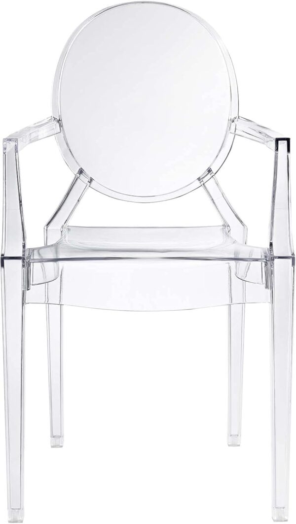 Modway Casper Modern Acrylic Stacking Kitchen and Dining Room Arm Chair in Clear - Fully Assembled