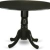 East West Furniture DLBO5-BLK-W 5 Piece Dinette Set for 4 Includes a Round Dining Room Table with Dropleaf and 4 Kitchen Dining Chairs, 42x42 Inch, Black