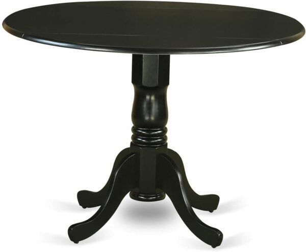 East West Furniture DLBO5-BLK-W 5 Piece Dinette Set for 4 Includes a Round Dining Room Table with Dropleaf and 4 Kitchen Dining Chairs, 42x42 Inch, Black