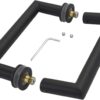 Shower Door Handle in Matte Black 6" Center to Center Mitered with Washers Back to Back, for Frameless Glass Shower Door, Stainless Steel, Easy to Install