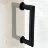 Shower Door Handle in Matte Black 6" Center to Center Mitered with Washers Back to Back, for Frameless Glass Shower Door, Stainless Steel, Easy to Install