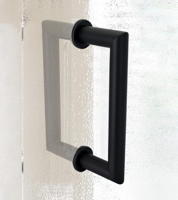 Shower Door Handle in Matte Black 6" Center to Center Mitered with Washers Back to Back, for Frameless Glass Shower Door, Stainless Steel, Easy to Install