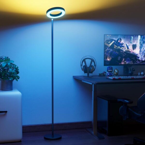 42W Bright RGB Floor Lamp, Dual-Sided LED Standing Lamp with Remote, Stepless Dimmable, Modern Color Changing Torchiere Tall Lamps for Living Room Bedroom Office Gaming Party