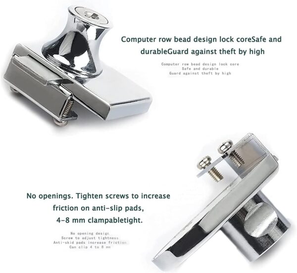 Showcase Lock Stainless Steel No Drill Glass Door Lock Display Cabinet Double Door Lock with Key for 0.21inch -0.31inch Glass Door(keyed Alike) (Silver, 409-2PCS)
