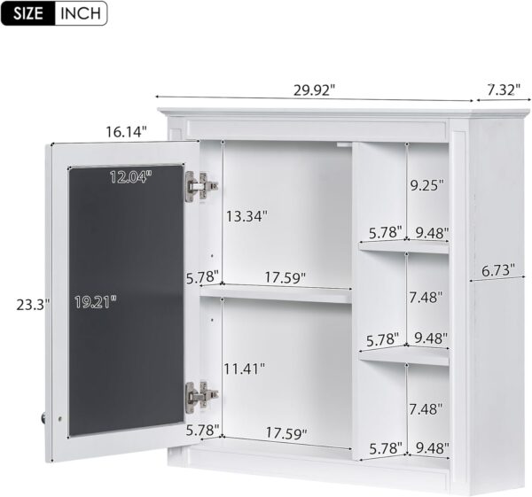 Linique 30" Bathroom Vanity with Mirror Cabinet Combo Set, Modern Bathroom Storage Cabinet with Ceramic Sink, 2 Drawers and a Tip-Out Drawer, Wall-Mounted Medicine Cabinet for Bathroom, White