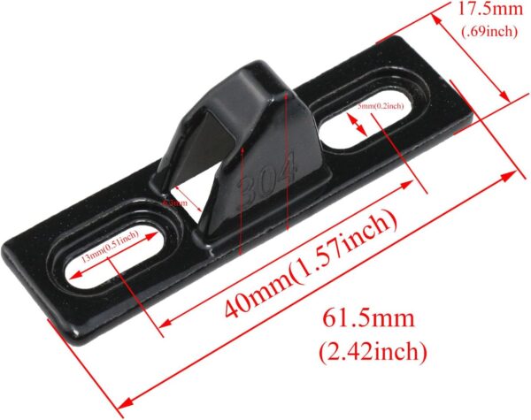 Stainless Steel Sliding Door Keepers Sliding Glass Lock Sliding Door Hardware Sliding Door Latch Replacement with Mounting Screws for All Kinds of Sliding Patio Doors (Black) 2PCS