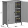 ZENY Bathroom Floor Storage Cabinet with Double Door + Adjustable Shelf, Wooden Organizer Cabinet for Living Room, Bathroom, Bedroom, Modern Home Furniture (Gray)