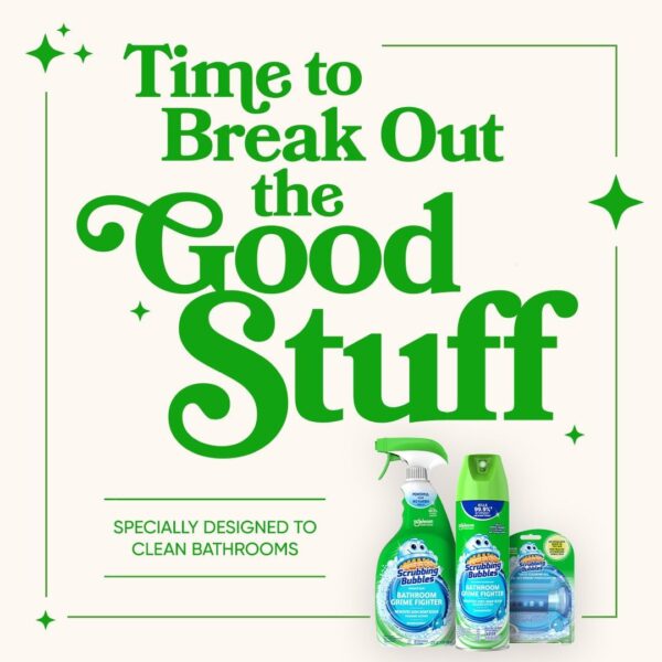 Scrubbing Bubbles Fresh Gel Toilet Bowl Cleaning Stamps, Helps Keep Toilet Clean and Helps Prevent Limescale & Rings, Rainshower Scent, 1 Dispenser with 6 Fresh Gel Stamps