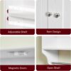 Iwell Bathroom Cabinet Wall Mounted with Towel Rack & Adjustable Shelf, Over The Toilet Storage Cabinet, Medicine Cabinet for Bathroom, White