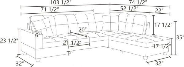 NicBex Sectional Couches for Living Room 2-Piece Modern Sectional Sofa with Right Chaise Classic L-Shape Sectional Couch Leather Upholstered Sofa Couches for Living Room, Office, White