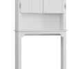 UTEX Bathroom Storage Over The Toilet, Cabinet Organizer with Adjustable Shelves and Double Doors, Wood Space Saver, White