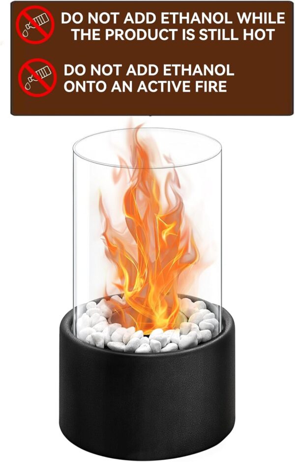 BRIAN & DANY Tabletop Fire Pit, Mini Portable Indoor Fire Pit Tabletop Fireplace, Ethanol Table Top Firepit Bowl Decor Home Patio Balcony Outdoor, Black