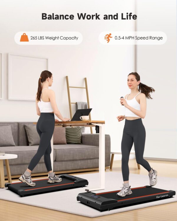 Walking Pad Under Desk Treadmill, 2 in 1 Portable Treadmills for Home, 2.5HP Brushless Motorized Electric Walking Treadmill, Small Running Jogging Machine for Home Office, 265 Lbs Capacity
