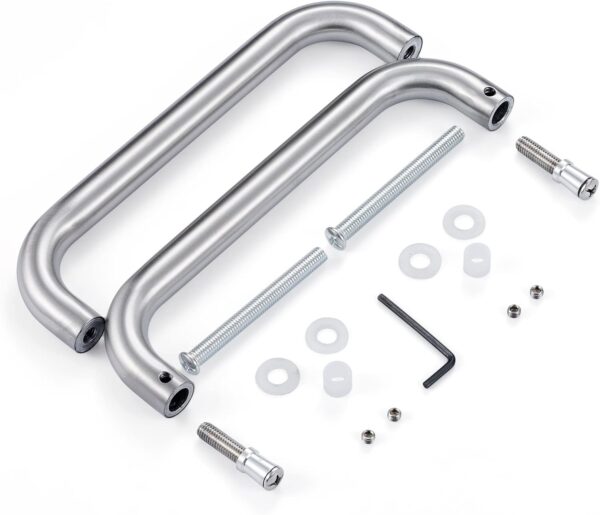 Ranbo Modern 8" C-Shaped Frameless Glass Shower Door Pull Handle, Brushed Nickel, Fits 8-12mm Glass & 35-55mm Wooden Doors