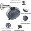 Briout Shower Head, High Pressure Shower Heads 4.1 Inch 5 Settings Rain High Flow Fixed Showerhead for Luxury Shower Experience Even at Low Water Pressure, Chrome