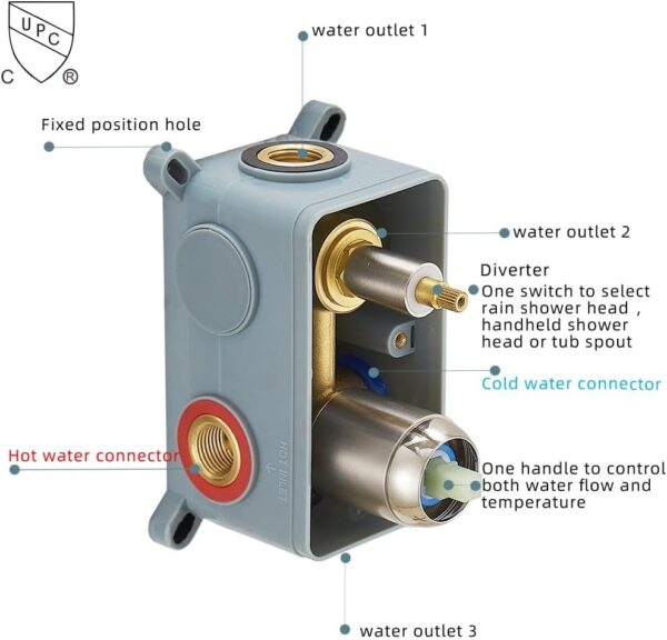 Brushed Nickel Shower System Bathroom Shower Faucet Set with Tub Spout Wall Mounted 8 Inch Shower Head and Handle Set with Handheld 3 Function Tub and Shower Trim Kit with Valve