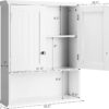Tangkula Bathroom Wall Cabinet, Wooden Hanging Storage Cabinet with Doors & Shelves, Multipurpose Storage Cabinet for Bathroom Kitchen Living Room, Wall Mounted Bathroom Medicine Cabinet