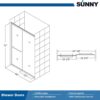 SUNNY SHOWER Glass Shower Door Frameless Double Sliding Shower Glass Door, 1/4 inch Clear Glass Shower Panel, Stainless Steel Hardware, Bathroom Sliding Door, Black Finish 46.5-48 in.W x 72 in.H