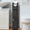 AOJEZOR Small Bathroom Storage Cabinet - Toilet Paper Cabinet Fit for Mega Roll, Matte Black
