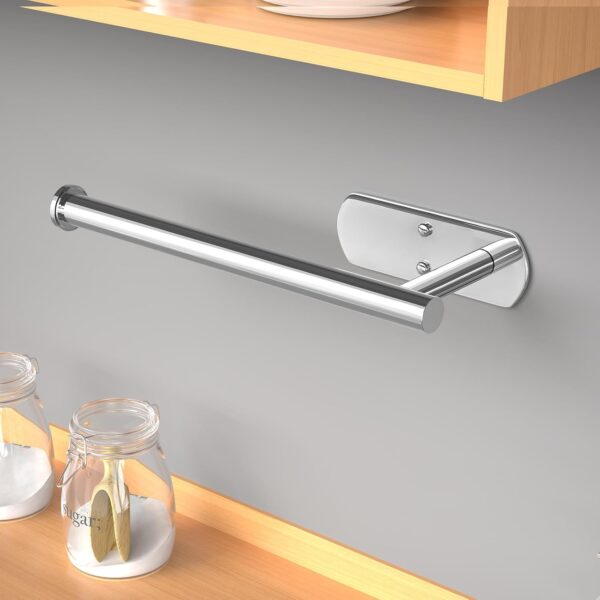 VAEHOLD Self Adhesive Paper Towel Holder Under Cabinet Mount, Wall Mounted Paper Towel Roll Holder for Kitchen, Bathroom, Wall - SUS304 Stainless Steel (Bright Surface)