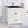 30" Bathroom Vanity with Sink, White Modern Bathroom Storage Cabinet with Black Drop in Bathroom Sink Combo Set
