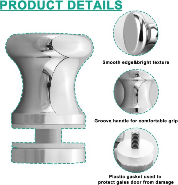 Alise Shower Glass Door Handle,Sliding Shower Doors Knob,Single Side Pull Hardware Replacement Parts for Glass Doors,Solid SUS304 Stainless Steel Knobs,Polished Chrome,XLS200DB-C