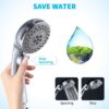 High Pressure 6 Setting Shower Head Hand-Held with ON/OFF Switch and Spa Spray Mode - Hand Held Shower Head with Handheld Spray - Shower Head with Hose - Chrome