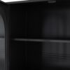 Metal Wall Cabinet with 4 Semi-Arch Glass Doors, 47.25" Wide Wall Mounted Storage Cabinet with Open Shelf, Modern Medicine Cabinet for Kitchen Bathroom Living Room, Black