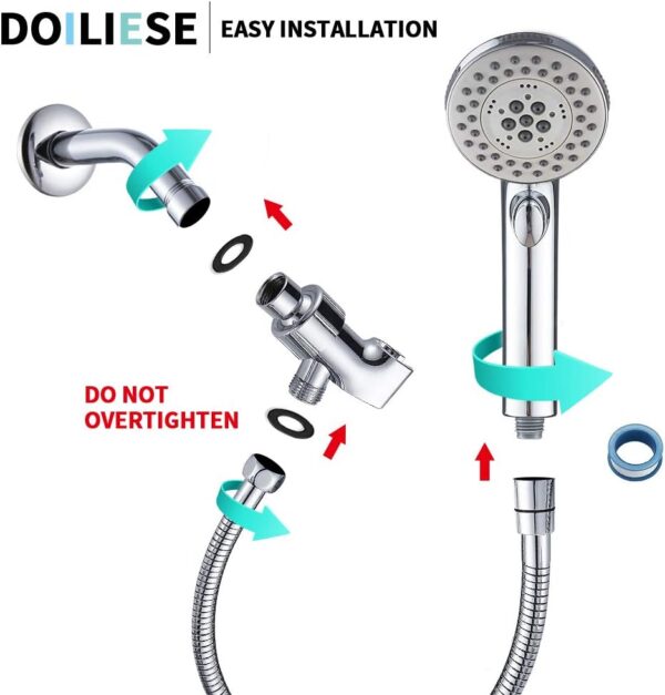 High Pressure 6 Setting Shower Head Hand-Held with ON/OFF Switch and Spa Spray Mode - Hand Held Shower Head with Handheld Spray - Shower Head with Hose - Chrome