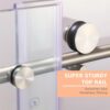 Shower Door, Sliding Shower Door with Explosion-Proof Film Clear Glass, Frameless Tempered Glass Shower Door with Stainless Steel Handle & Waterproof Seal Strip Parts