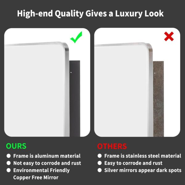 Movo 24x30 Inch Black Metal Framed Bathroom Mirror Medicine Cabinet Rectangle Tilting Beveled Vanity Mirrors Recess or Surface Mount Installation Chrome
