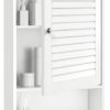 Tangkula Medicine Cabinet, Wall Mounted Bathroom Cabinet Single Door Wooden Bathroom Wall Cabinet with Adjustable Shelf