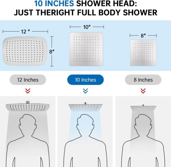61C4gU2fpoL._AC_SL1500_.jpg G-Promise All Metal 10" Dual Square Shower Head Combo | Rain Shower Head | Handheld Shower Wand | Adjustable | 3-Way Diverter | 71" Extra Long Hose - A Bathroom Upgrade(Brushed Nickel)