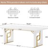 71 inch Large Simple Computer Desk, Executive Office Desk Workstation, Modern Study Writing Table, Business Furniture for Home Office, Faux Marble, White and Gold