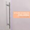 Shower Door, Sliding Shower Door with Explosion-Proof Film Clear Glass, Frameless Tempered Glass Shower Door with Stainless Steel Handle & Waterproof Seal Strip Parts