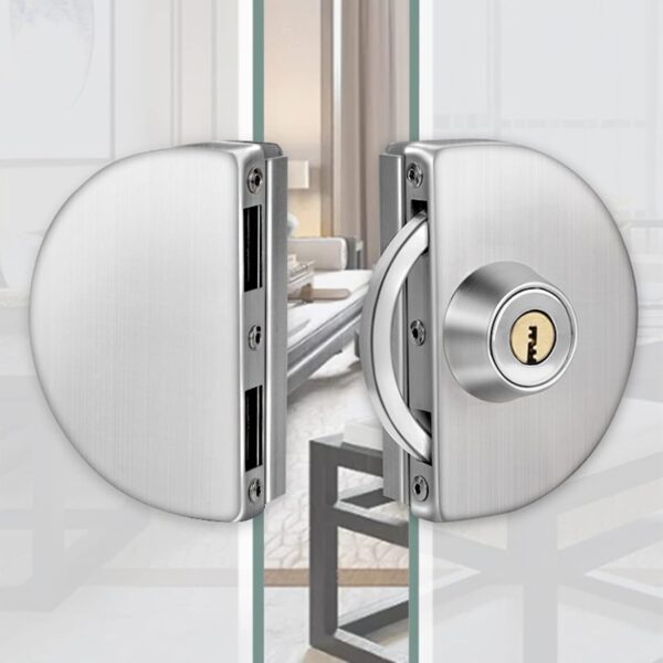 Fits on 1/2" Glass,10 mm -12 mm, Glass Door Lock, Stainless Steel Double Bolts Swing Push Sliding Access Control Office Glass Door Lock with 3 Keys (101-B)