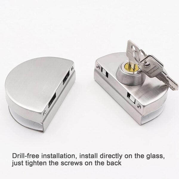 Fits on 1/2" Glass,10 mm -12 mm, Glass Door Lock, Stainless Steel Double Bolts Swing Push Sliding Access Control Office Glass Door Lock with 3 Keys (101-B)