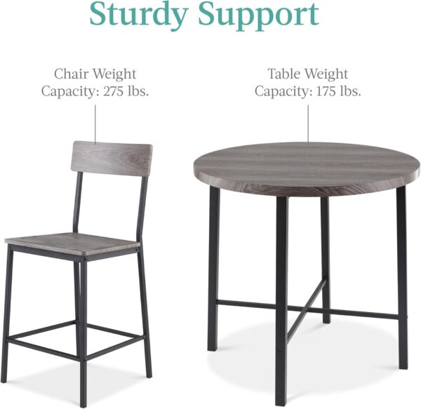 Best Choice Products 5-Piece Modern Round Counter Height Dining Set for Home Kitchen, Dining Room w/ 4 Chairs, 1.5in Thick Table - Gray